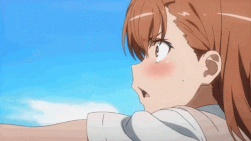 Misaka Mikoto Shocked And Blushing GIF