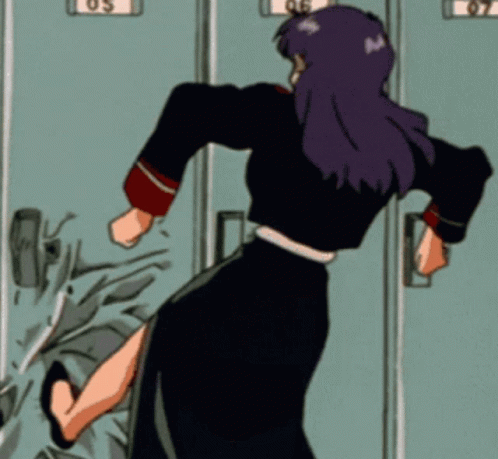 Misato Angry Kick Neon Genesis Evangelion GIF