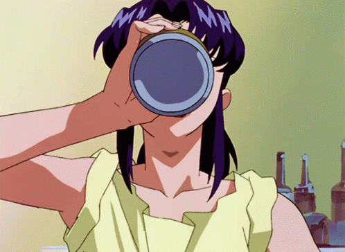 Misato Drunk Anime Girl Neon Genesis Evangelion GIF