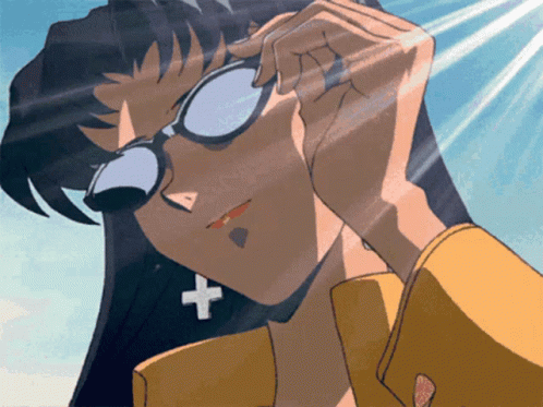 Misato Katsuragi Sunglasses Evangelion Anime GIF