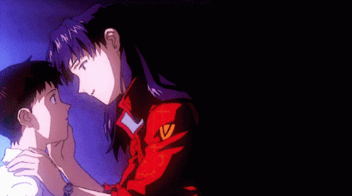 Misato Kissing Shinji Ikari Anime Couple GIF