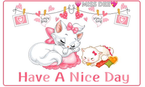 Miss Dee Wishes You A Nice Day With A Cartoon Cat GIF