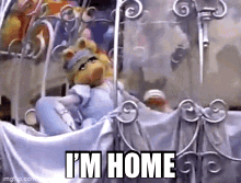 Miss Piggy in Crib Saying I'm Home