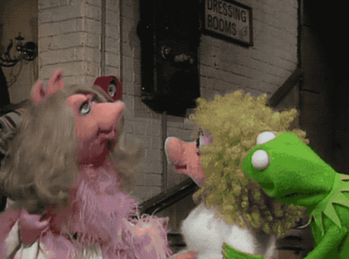 Miss Piggy Muppet Kermit Falling Off Building GIF