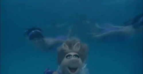 Miss Piggy Swimming Underwater in Pool