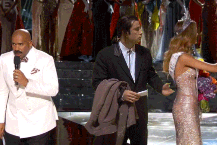 Miss Universe Confused Actor John Travolta GIF