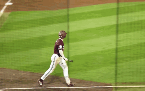 Mississippi State Baseball Player in Maroon Jersey