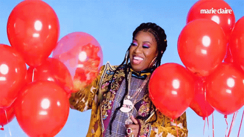 Missy Elliot Popping Balloons GIF