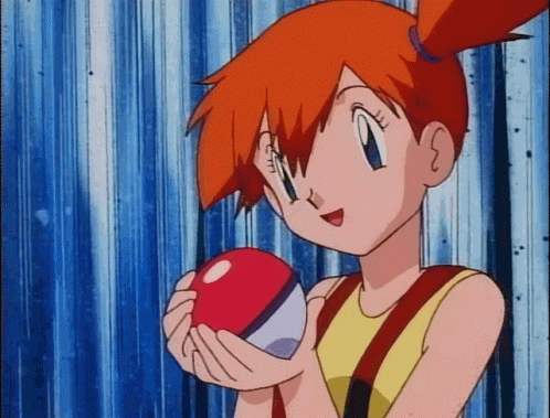 Misty Tossing Pokeball Pokemon Anime GIF