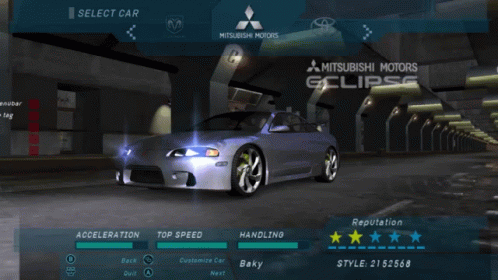 Mitsubishi Motors Eclipse on Video Game Screen