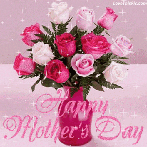 Mixed Color Roses Animated Happy Mothers Day GIF