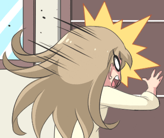 Miya Banging Head On Door GIF