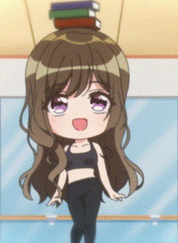 Mizushima Marika Balance Books On Her Head GIF