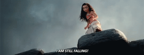 Moana On Rock Saying I Am Still Falling GIF