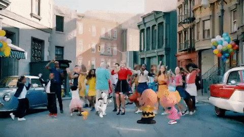 Mob Dancing Snoopy And Friends GIF