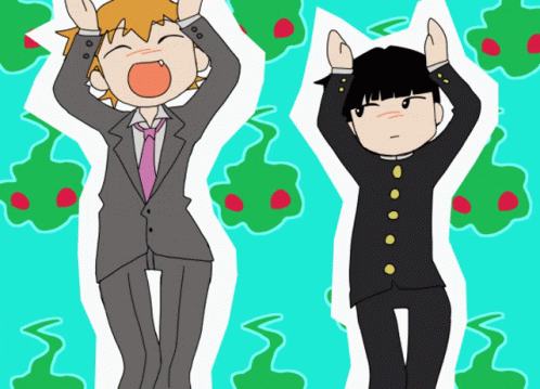 Mob Psycho Cartoon Shigeo Kageyama Reigen Arataka Dancing GIF