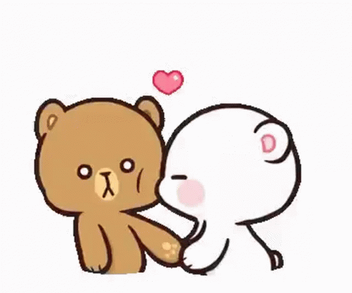 Mocha Bear And Milk Bear Kiss On Cheek GIF