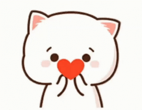 Mochi Cat Holding Heart GIF