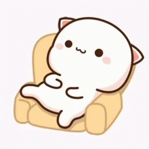 Mochi Cat Satisfied On A Chair GIF