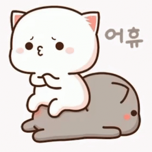 Mochi Cat Sitting On Behind Kicking GIF