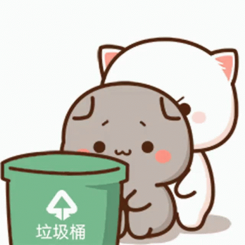 Mochi Cat Thrown To Bin GIF