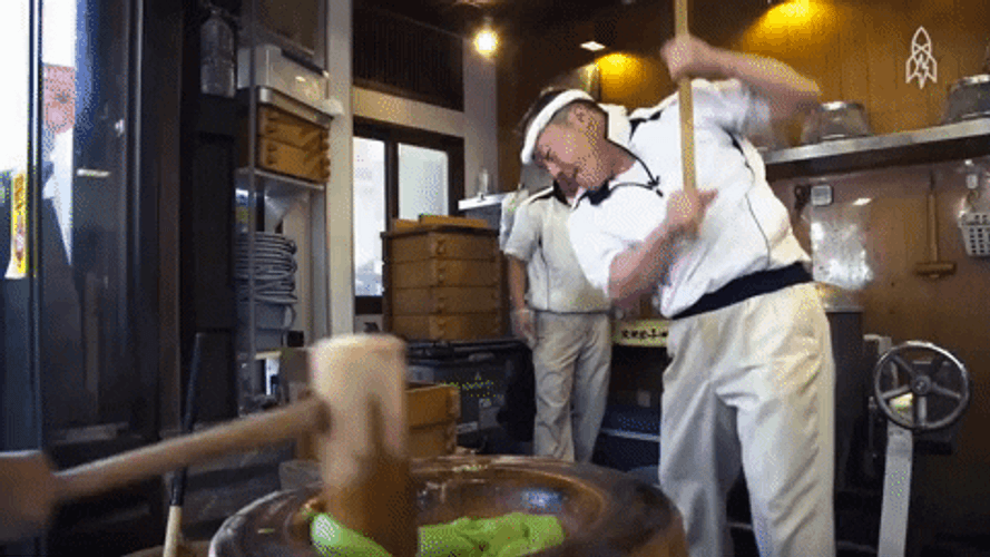 Mochi Makers Strong Hammer Pound GIF