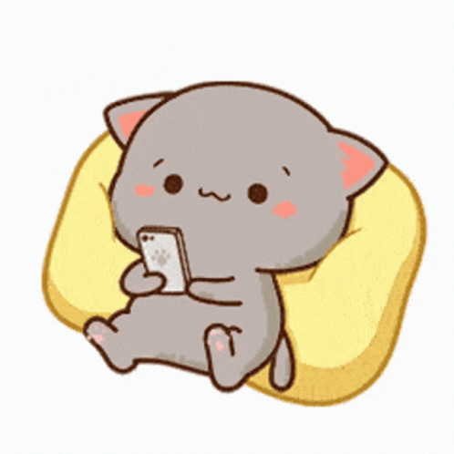 Mochi Mochi Peach Cat Yellow Pillow GIF