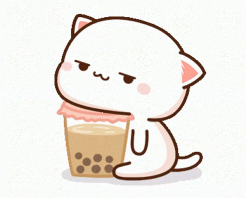 Mochi Peach Cat Boba Tea GIF