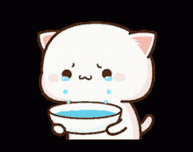Mochi Peach Cat Cry In Bowl GIF