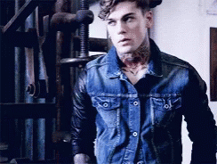 Model Stephen James Denim Shirt GIF