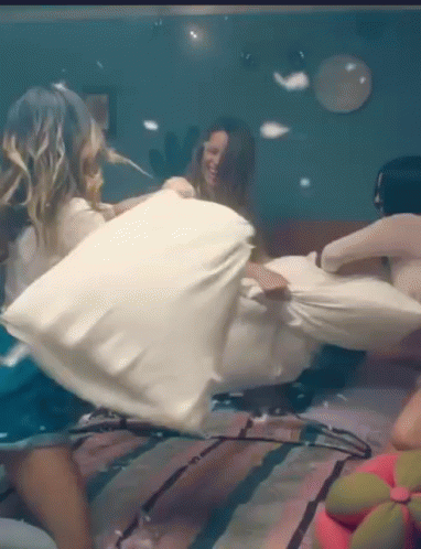 Models Pillow Fight GIF