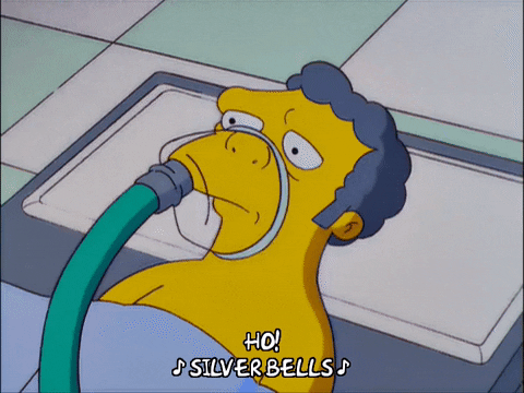 Moe Simpson Wearing Oxygen Gas Mask GIF