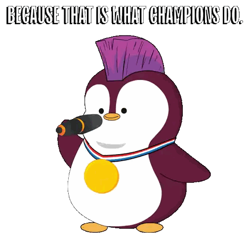 Mohawk Penguin With Microphone and Medal