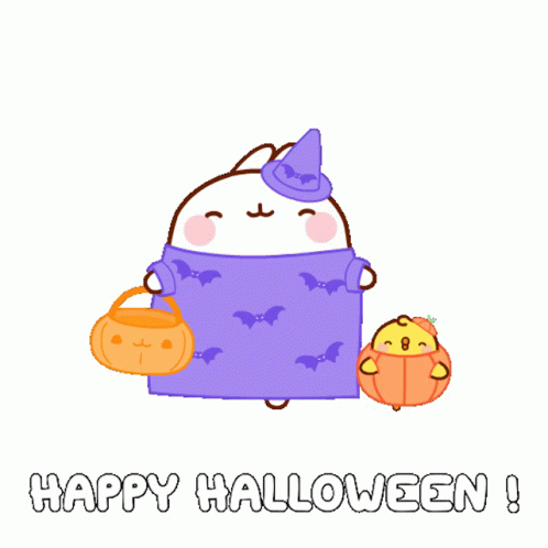 Molang And Piu Piu Celebrating Halloween GIF