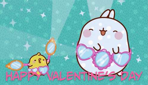 Molang And Piu Piu Celebrating Valentines GIF