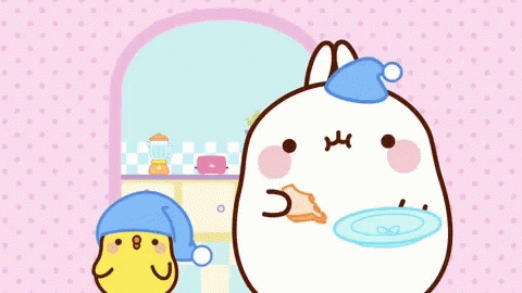Molang And Piu Piu Eating Sandwich GIF