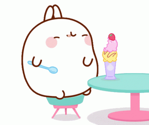Molang And Piu Piu Ice Cream Eating GIF