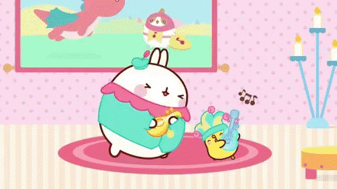 Molang And Piu Piu Singing Lively GIF