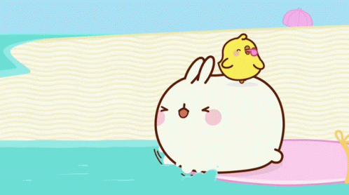 Molang And Piu Piu Swimming GIF