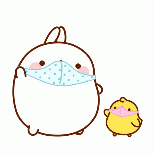 Molang And Piu Piu Wearing Mask GIF