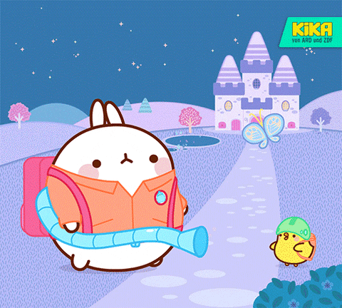 Molang Piu Piu Blow Leaves GIF