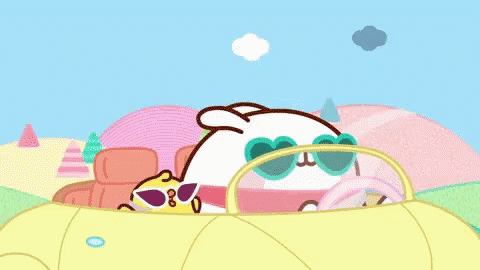 Molang Piu Piu Car Ride GIF