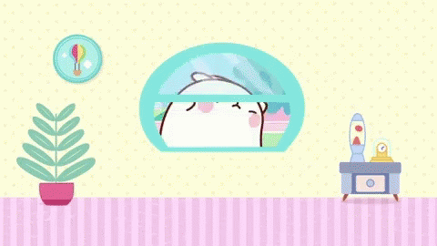 Molang Sneaking In Through Window GIF
