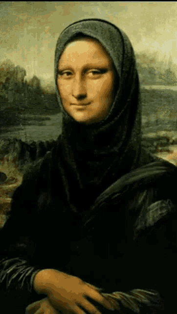 Mona Lisa Painting Hijab Look GIF