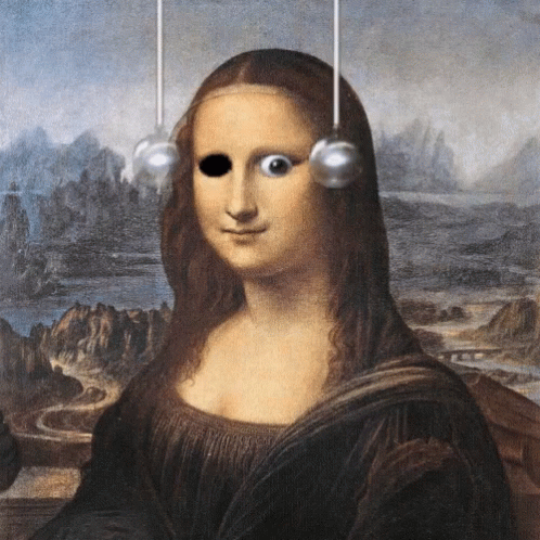 Mona Lisa Painting Ticking Eyes GIF