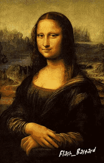 Mona Lisa Poster Water Splashed GIF