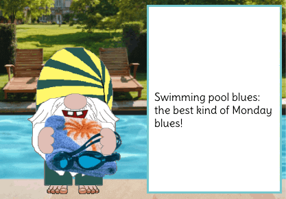 Monday Blues Gnome In The Swimming Pool GIF
