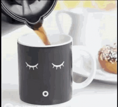 Monday Coffee Mug Changing Expression GIF