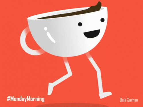Monday Coffee Running Away From Man GIF