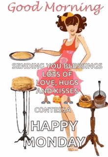 Monday Good Morning Sexy Woman Flipping Pancakes Pan GIF